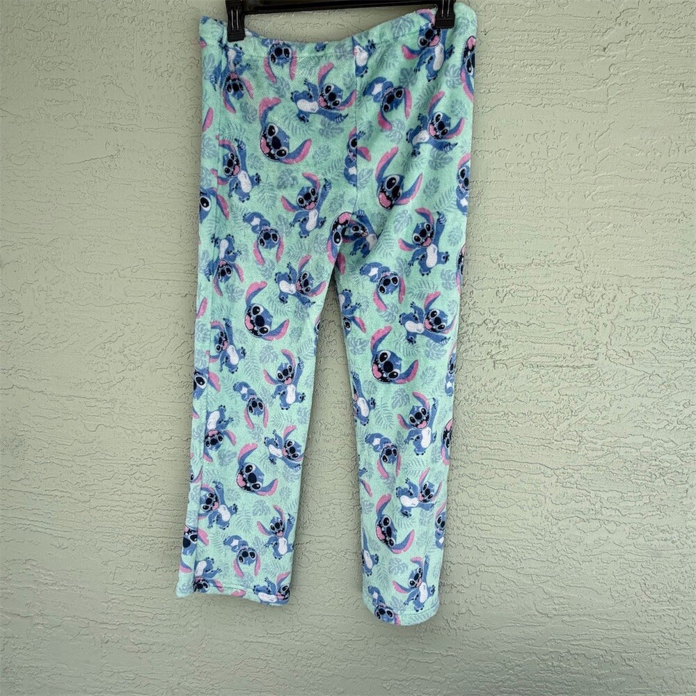 Disney Lilo & Stitch Pajama Pants Womens XL Mint Green Stitch Print Plush - Picture 4 of 10